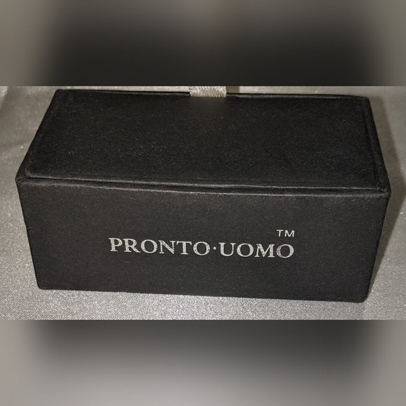 Pronto Uomo Men's Cuff Links Silver And Gold Tone Squares NIB Ribbed Cufflinks - Picture 5 of 6